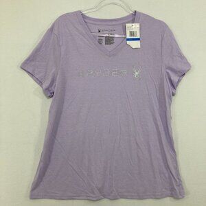 New Spyder Women's size XL Light Purple Stretch Knit Short Sleeve Top Casual